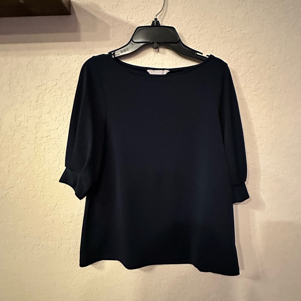 H&M Black Boxy Blouse with Elbow-Length Sleeves